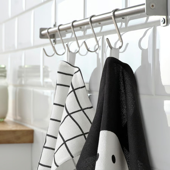 IKEA KUSTFYR Dish Towel, Ghost/Spider White/Black, 18"x24", (406.230.06) NEW - Picture 2 of 3